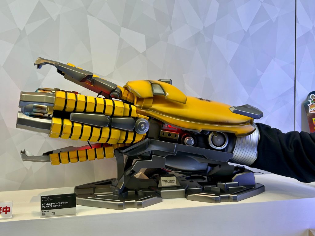 Wearable Bumblebee arm cannon worn on an arm with the fingers extended